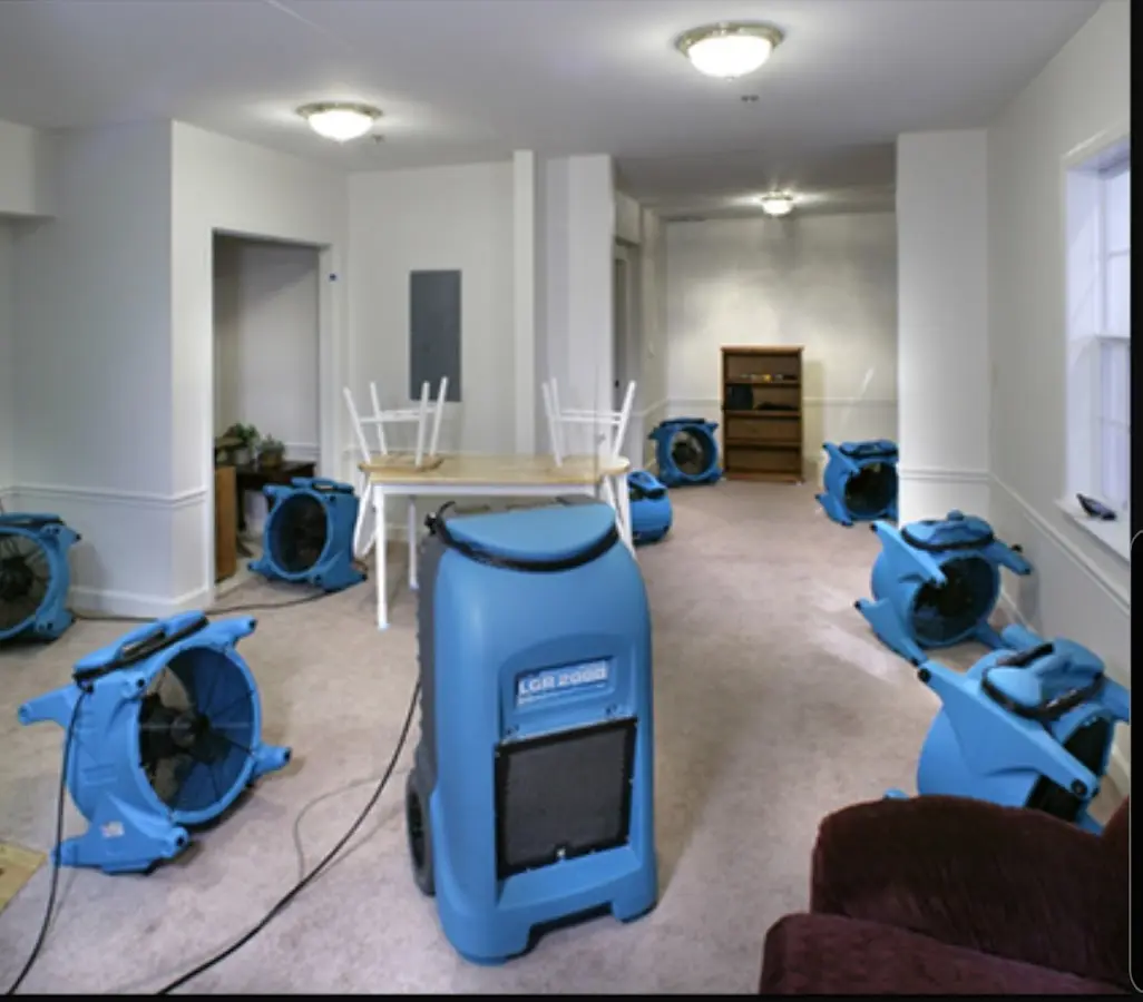 Air movers and dehumidifier setup for Water Damage Restoration in Hallandale Beach